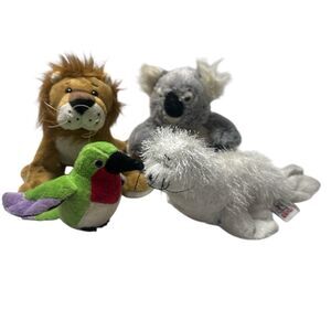 Webkinz Lot of 4 Plush Stuffed Animals No Codes Ganz Lion Seal Koala Hummingbird